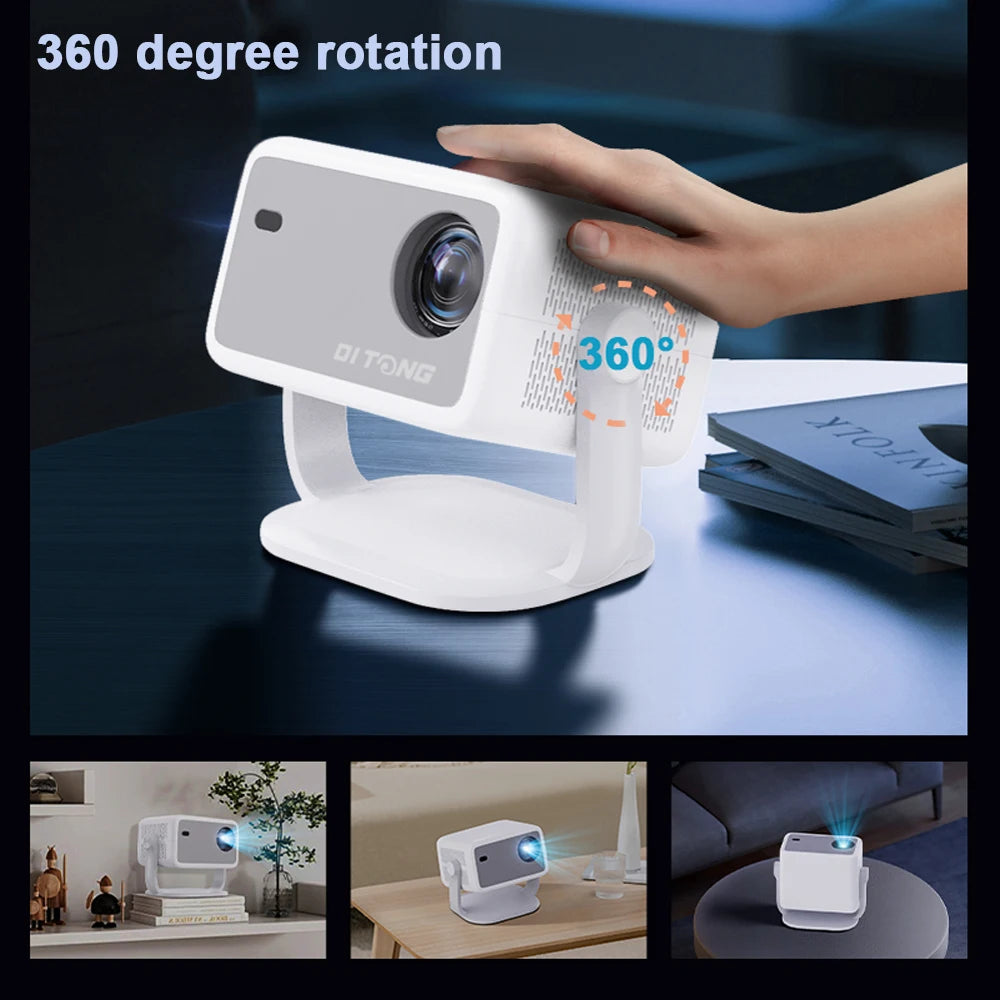 DITONG  1080P 800ANSI 4K Android 11 360° HD Projector With Auto Keystone Correction Focus Wifi6 BT5.2 Portable Outdoor