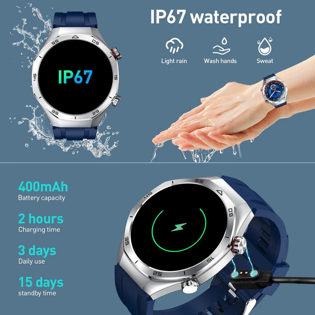 LIGE Fashion Men Smart Watch Bluetooth Call Man Bracelet Heart Rate Blood Oxygen Monitoring Waterproof Sports Smartwatch For Men