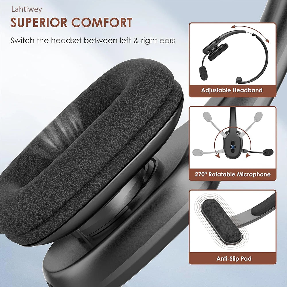 Bluetooth Headset, Trucker Bluetooth Headset with Microphone,Wireless on-Ear Headset for Computer Cell Phone Trucker Home Office