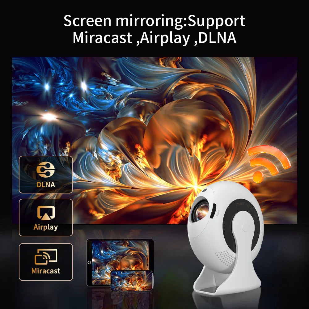 Smart Projector Android11 720P 4K Support , Wifi6 Bt5.2 Portable Outdoor Home Theater Conference Video Large Screen Home Speaker