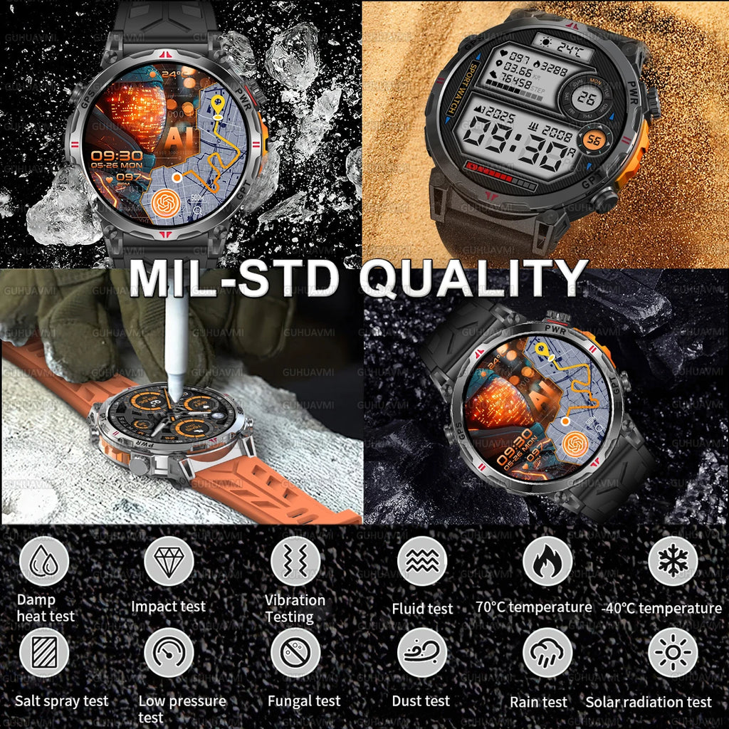 2025 NEW SPORTS T-REX Smart Watch Men 10ATM Waterproof GPS trajectory Compass Altimeter Barometric 1.56 inches AMOLED Bracelet