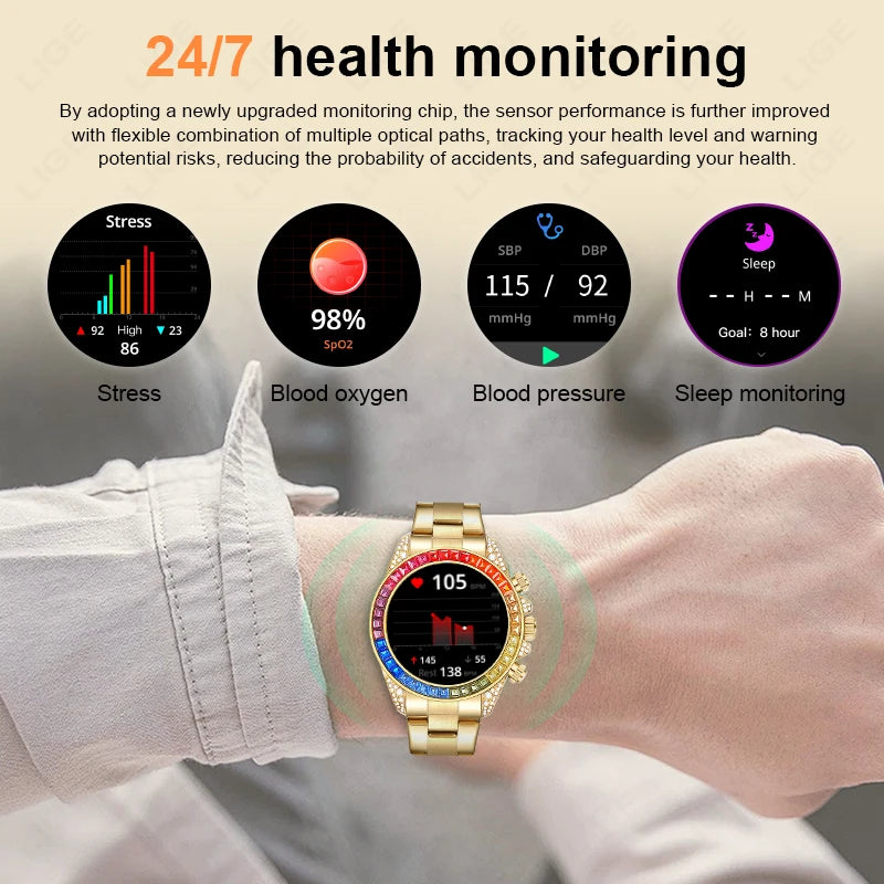 Business Men Smart Watch 1.43" Amoled 3D Screen 466*466 Bluetooth Call Health Monitor Waterproof Smartwatch With QR Code Payment