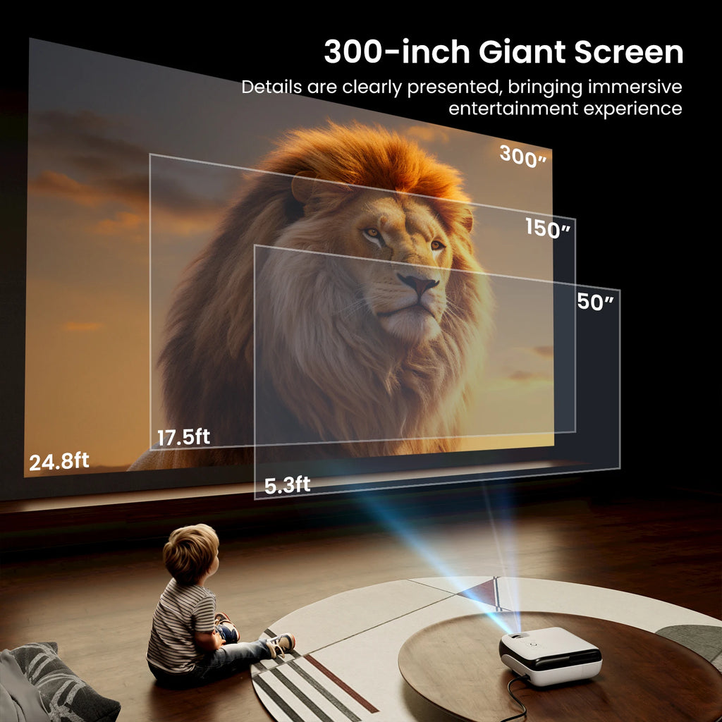 Official Licensed Google TV Smart Projector, HAPPRUN 4K UHD Home Theater with Dolby Sound, Wi-Fi & Bluetooth, Built-in Streaming
