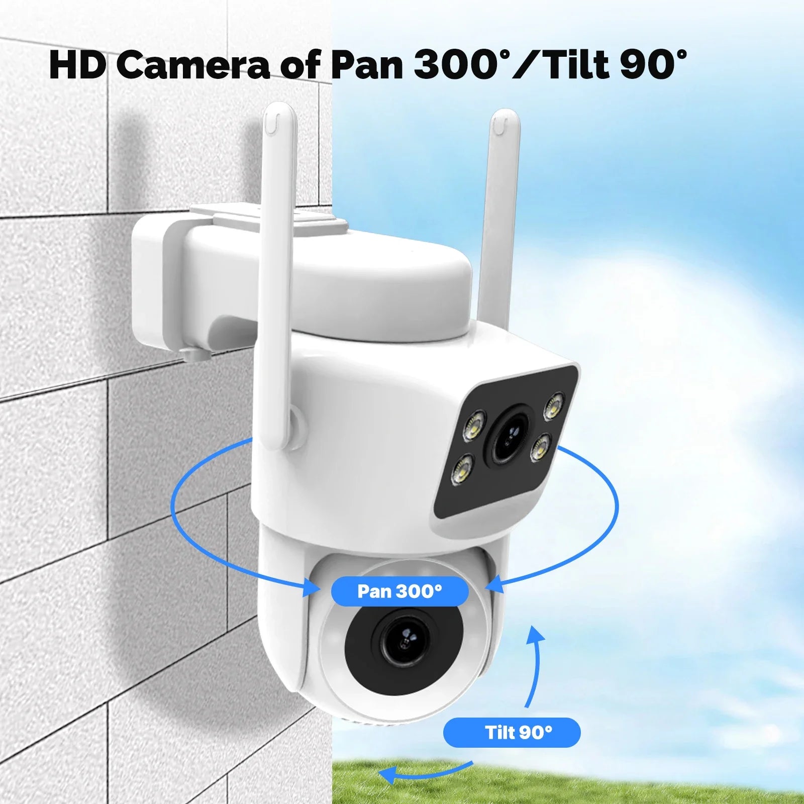 Moes Tuya Smart WiFi Outdoor Security Camera 4MP Dual Screen 2.4G/5G IP65 Waterproof Motion Detection Auto Track Two-Way Audio