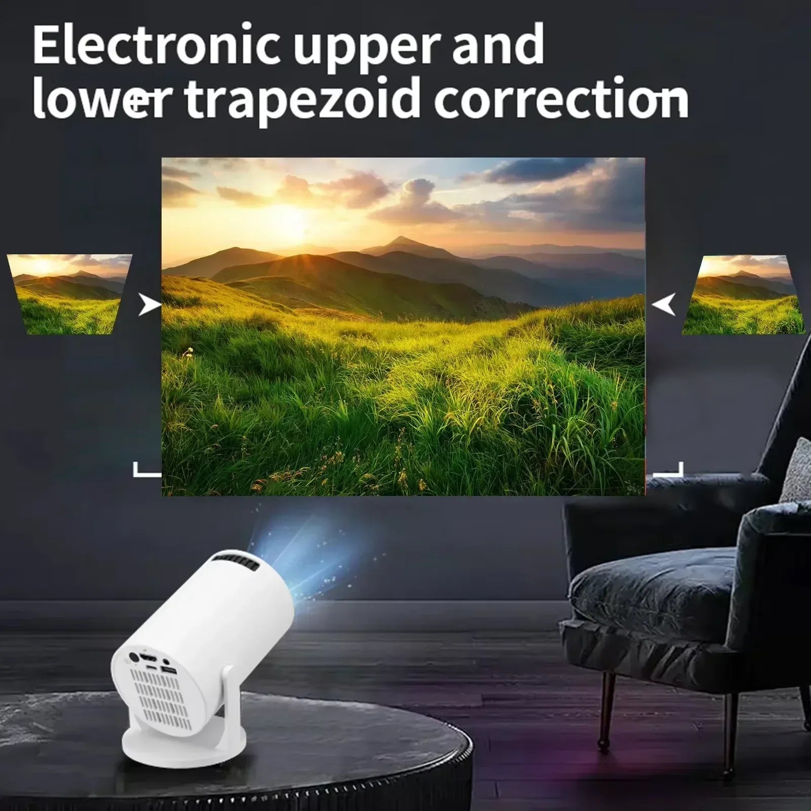 HY200 Mini Projector 1080P with 270° Rotatable Design for Outdoor Movies Compatible with Laptop iPhone Android