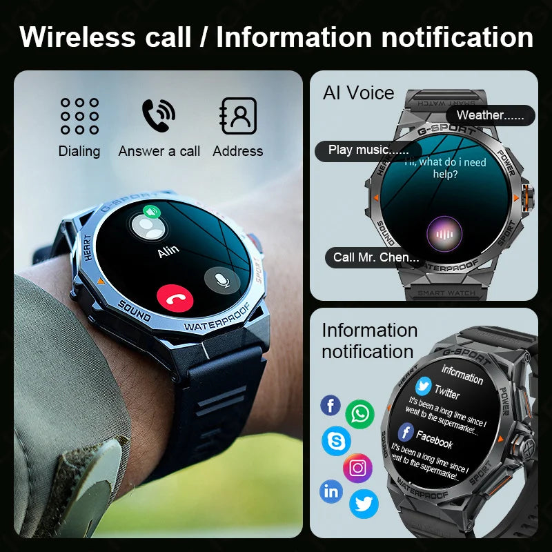 Fashion Amoled Smart Watch Bluetooth Call IP68 Waterproof Smartwatch Men 1.43 Inch 466*466 HD Display 400Mah Battery Steel Watch